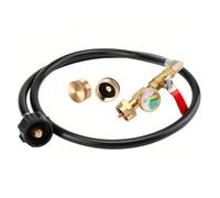Bemonew Propane Filler Adapter 1 Pound Propane Adapter 20lb to 1lb Converter 3FT Hose Refill with Pressure Gauge & Valve Heavy-Duty Brass QCC1/Type 1 Connector