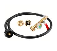 Bemonew Propane Filler Adapter 1 Pound Propane Adapter 20lb to 1lb Converter 3FT Hose Refill with Pressure Gauge & Valve Heavy-Duty Brass QCC1/Type 1 Connector