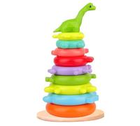 Bemonew Ring Stacker Toy, 5.5x12 Inch 9 Layers Long-Necked Dragon Baby Stacking Rings, Plastic Montessori Toys with Stickers for Kids