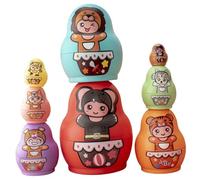 Bemonew Russian Dolls for Kids Russian Dolls for Kids, 8PCS Stackable Nesting for Toddlers, Wooden Cute Nesting, Educational Cartoon Matryoshka Doll (Random Color)