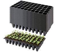 Bemonew Seed Trays 20PCS Seed Starter Tray, Extra-Deep 50 Cell Starting Trays, Heavy-Duty Plastic Germination Container for Greenhouse, Garden & Urban Farming