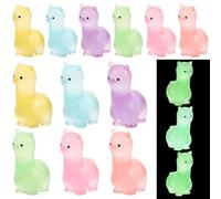 Bemonew Small Animal Figurines Luminous Mini Resin Animals, 12pcs Glow in The Dark Alpaca Figurines for DIY Fairy Garden, Tiny Resin Figures in 6 Colors for Micro Landscape