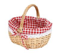 Bemonew Small Wicker Basket, 10in Harvest Basket with Handle Wicker Picnic Carrier for Picking Camping Fishing Shopping