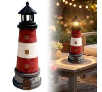 Bemonew Solar Lighthouse, Automatic Rotating Waterproof Solar Lighthouse Outdoor for Yard, Patio, Ground, Tabletop Decoration, Red
