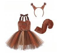 Bemonew Squirrels Costume Kids Squirrels Costume Kids, Incl Tail & Headband, Brown, Size S
