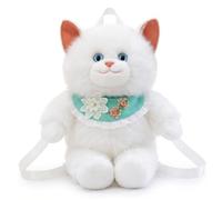 Bemonew Stuffed Animal Backpack, Cute Ragdoll Cat Plush With Lace Bib & Embroidery, Plush Backpack For Outings, White