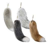 Bemonew Therian Tail 4-Pack Faux Fox Tails, 16 Inch Fluffy Furry Tail Keychain & Clip on for Cosplay, Halloween, Bag & Backpack Charm Decor