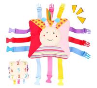 Bemonew Toddler Travel Toys with 6 Pair Buckles Bee Pattern Educational Toys with Numbers on Back & Built-in Pocket Sounding Toddler for Fine Motor Basic Skill