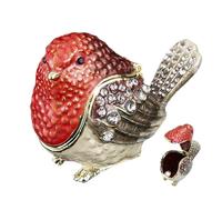 Bemonew Trinket Boxes Trinket Box Vintage Robin Ornaments Hinged Jewellery Box for Ring Necklace Earrings, Home Decor
