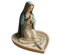 Bemonew Virgin Mary Rosary Holder Rosary Holder, Elegant Resin Blessed Mother Mary Statue for Prayer Catholic Religious Home Decor & Present Compact Altar Statue