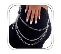 Bemous Silver Pocket Chain Star Wallet Chain for Women Men Punk Pants Chain Body Accessories, M, alloy, No Gemstone