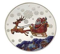 Bemvp 1pcs Merry Christmas Coins Xmas Commemorative Coins Santa Claus Elk Medal Collectible Art Souvenir for Christmas Stocking Stuffers Present Gift