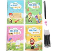 Bemvp 4 Pcs Arabic Handwriting Workbook Magic Writing Book Handwriting Practice Book for Word Tracing and Other Activities