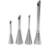 Bemvp 4pcs Food Grade Stainless Steel Eclair Puff Nozzles Cupcake Filling Tube Pastry Syringe Cream Piping Tips Kitchen Tools