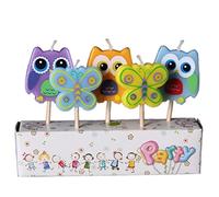 Bemvp 5 Pcs Owl Birthday Candles Party Supplies Kids Birthday Candles Evening Party Decoration Set Party Cake Candle Supplies