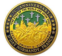 Bemvp D-day 75th Commemorative Coin Veteran Collectible Metal Coin Anniversary of Normandy Landing Souvenir Coin