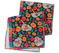 Bemvp Day of the Dead Table Runner Mexican Fiesta Tablecloth Flower Print Table Cover for Halloween Party Kitchen Dining Table Decoration