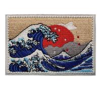 Bemvp Embroidered Great Wave of Kanagawa Sew on Patch Nature Disasters Iron on Patches for Japanese for Jackets, Backpacks, Hats, Shirts