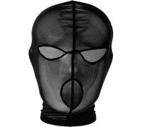 Bemvp Full-cover Open Mouth Mask with Open Eyes, Breathable See-through Black Lace Hood for Men/women Headgear for Halloween Party