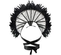 Bemvp Gothic Lace Feather Stand Up Collar Baroque Standing Queen Collar Shoulder Wrap Victorian Halloween Cosplay Costume Accessory