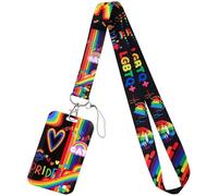 Bemvp Rainbow Pride Credential Holder with Lanyards Breakaway Id Holder for Key Card Badge Gym Keychain Accessories