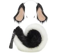 Bemvp Stimulation Animal Dog Ear and Tail Set, Furs Drooping-ears Dog Tail and Ear Headband, Halloween Cosplay Props