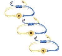 Bemvp Sunflower Peace Ukraine Bracelet, 3pcs Unisex Woven Friendship Bracelet Patriotic Souvenirs Gift