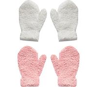 Bemvp Toddler Mitten 2 Pairs Winter Warm Knitted Gloves 1-4 Years Old Kids Coral Fleece Gloves Magic Stretch Gloves for Baby Boys Girls