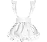 Bemvp White Maid's Apron Sweet Ruffle Apron Cute Work Apron for Kitchen Cooking Coffee Making and Home Gardening Accessory