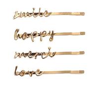 Bemvp Words Hair Clips Barrettes 4pcs Letter Hair Pins Novelty Headwear Accessories for Women Girls (gold)