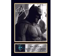 Ben Affleck Batman vs Superman Printed Signed Poster Print - Dark Knight Portrait Wall Art - 2016 DC Superhero Movie Memorabilia Gift, A4 Poster + Black Frame