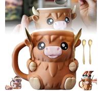 Ben and Jerry Ice Cream Holder, Ice Cream Pint Holder with Spoon & Handle, Cute Cow 3D Printed ICES Creams Cooler Container (1Pcs)