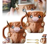 Ben and Jerry Ice Cream Holder, Ice Cream Pint Holder with Spoon & Handle, Cute Cow 3D Printed ICES Creams Cooler Container (1Pcs) (2Pcs)
