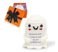 Ben & Bel Crochet Ghost Plush Gift with Thoughtful Message Card, Positive Emotional Support Knitted Soft Toy, Cute Keep Calm Encouragement Gift for Friends, Kids, Teens, Birthday, Exams, Graduation