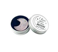 Ben & Bel I Love You to the Moon and Back Mini Crescent - Hand-Polished Pink Crystal Stone Half Moon in Tin Keepsake Gift for Her or Him - Valentine’s, Anniversary, Birthday