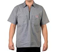 Ben Davis Men's Half Zipper Shirt, Black Stripe, XL