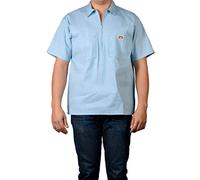 Ben Davis Men's Half Zipper Shirt, Blue Stripe, Large