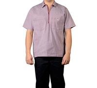 Ben Davis Men's Half Zipper Shirt, Burgundy Stripe, XXL