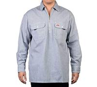 Ben Davis Men's Long Sleeve 100% Cotton Half-Zip Hickory Stripe Work Shirt with 2 Front Pockets, Hickory, XL Tall