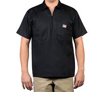 Ben Davis Shirt Short Sleeve Solid Half Zip Workwear Black, Black / black, L