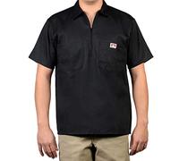 Ben Davis Shirt Short Sleeve Solid Half Zip Workwear Light Blue, Black / black, XL