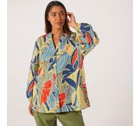 Ben de Lisi Blouson Sleeve Button Front Top TROPICAL PRINT SIZE 10