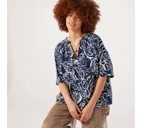 Ben de Lisi Poplin Printed Top NAVY IVORY FLORAL SIZE 10
