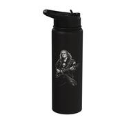 Ben Franklin President Playing Electric Guitar Stainless Steel Insulated Water Bottle