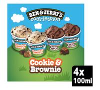 Ben & Jerrys Cookie Dough & Fudge Brownie Ice Cream Collection 4x100ml