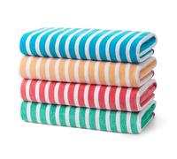Ben Kaufman Colorful Racing Striped Beach & Pool Towel - Large Cotton Towel - Soft & Absorbant - Assorted Colors - 32” x 62” - 4-Pack