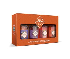 Ben Lomond Gin Gift Set 4x5cl | Scottish Gin Tasting Collection | Miniature Gin Set | London Dry, Raspberry & Elderflower, Blood Orange & Pink Grapefruit, Blackberry & Gooseberry