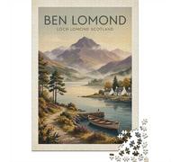 Ben Lomond Loch Lomond Scotland Vintage Poste Jigsaw Puzzle, 1000 Piece