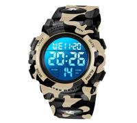Ben Nevis Children's Boys Teenagers Digital Outdoor Sport Multifunction Waterproof LED Light Alarm Calendar Date Watch with Silicone Band, 27-Armylightyellow, Strap