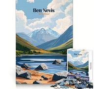 Ben Nevis Mountain Landscape Jigsaw 1000 Pieces for Adults Focus Ability Time Well Spent Interlock Well Xmas Surprise (38x26cm)